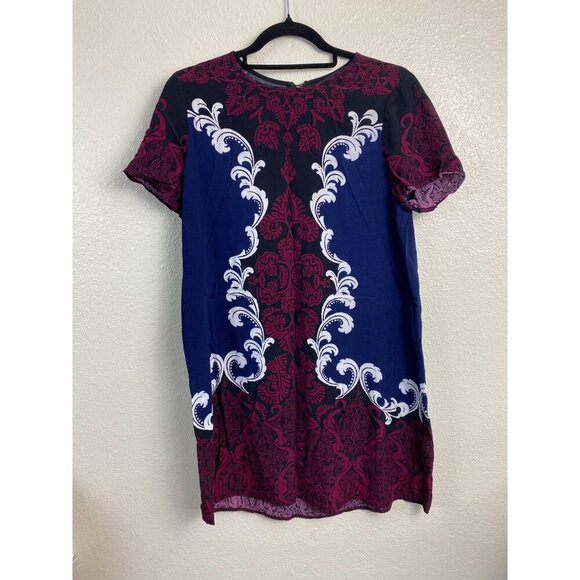Express Floral Shift Dress Womens Size Medium Paisley Flowy Short sleeve Boho - Picture 1 of 12